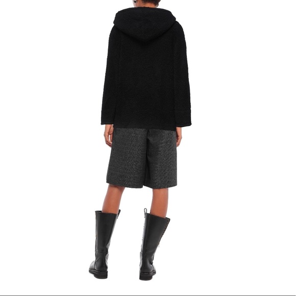 Cinzia Rocca Icons Black Teddy Bear Wool Hooded Pea Coat US 10 or IT 46 - Picture 9 of 10